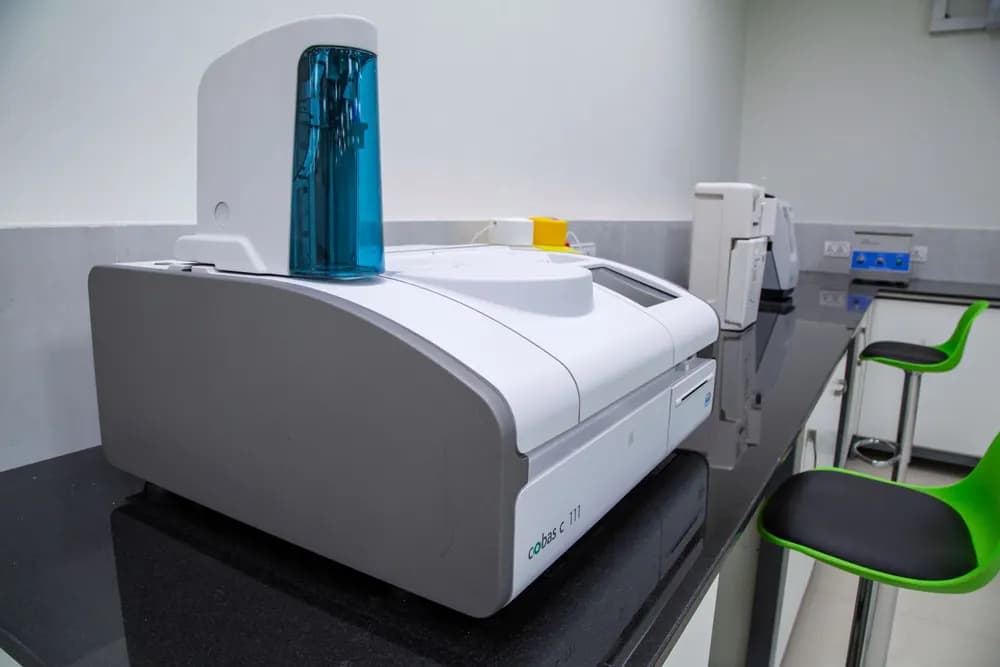 Benchtop laboratory instrument on a lab counter